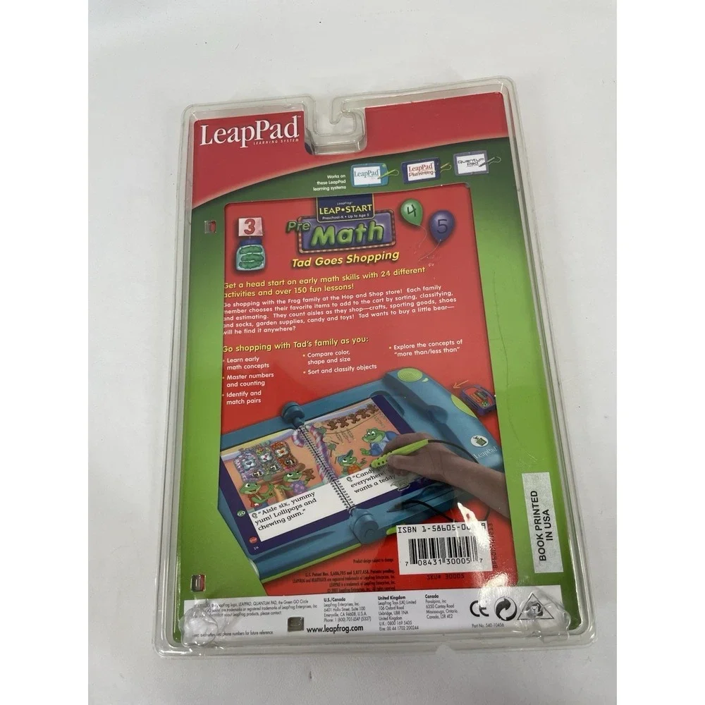 TAD GOES SHOPPING Leap Frog LeapPad Pre Math Book & Cartridge Counting Numbers